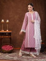 Stylum Women's Floral Printed Rayon Straight Kurta Palazzo Dupatta Set - Image 3