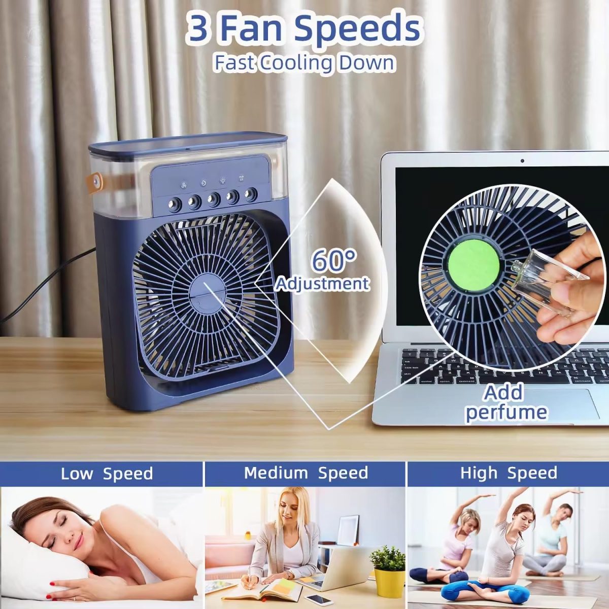 Exxelo 15 Year Warranty Mini-cooler-for room-cooling-mini-cooler-ac-portable-air-conditioners-for Home-Office-Artic-Cooler-3-In-1-Conditioner-Humidifier-Purifier-Mini-Disposable underpads_Multicolor - Image 3