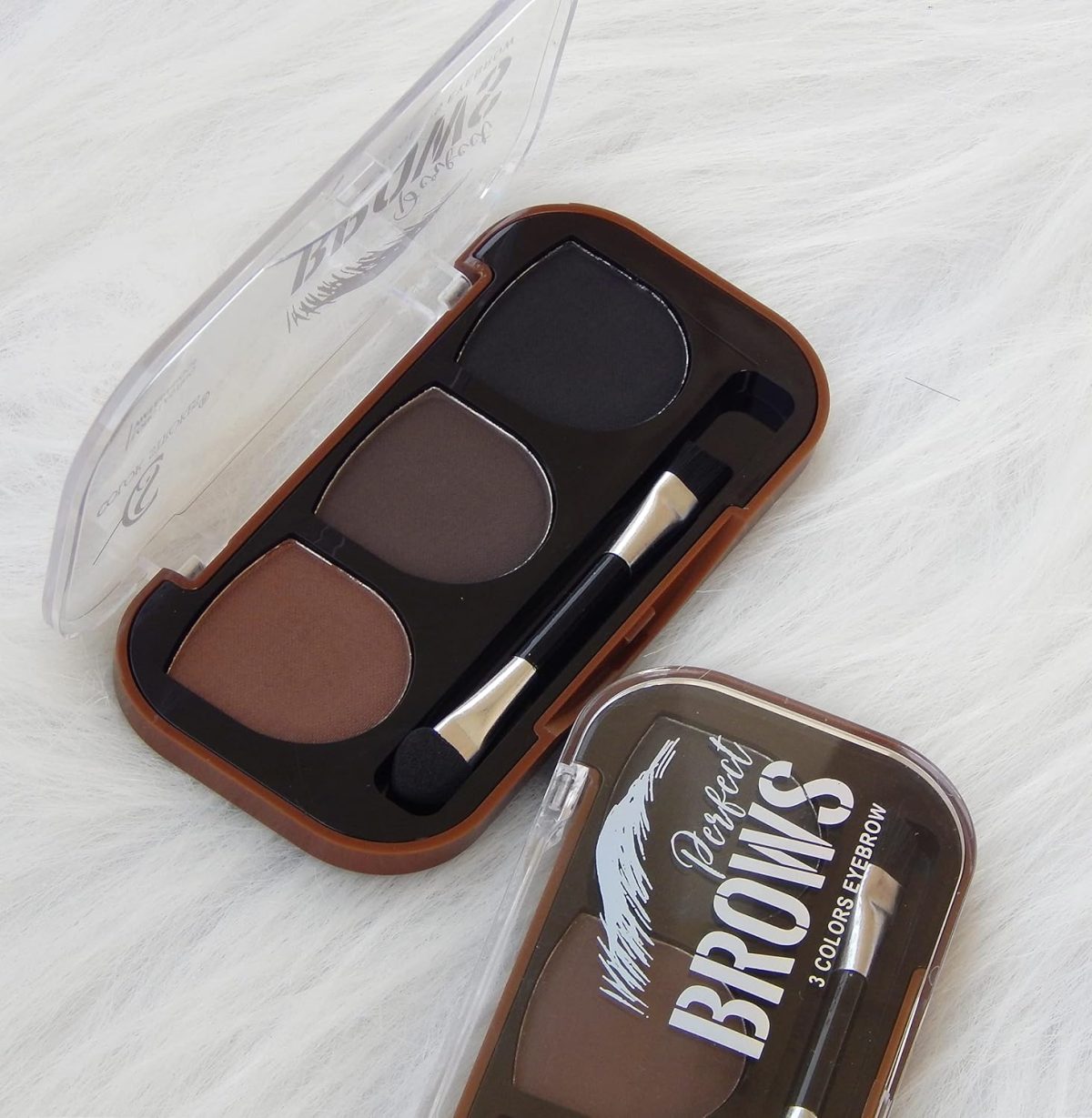 CS 3in-1 eyebrow powder palette,black,brown,dark brown eyebrow powder with application brush (SHADE B) - Image 7