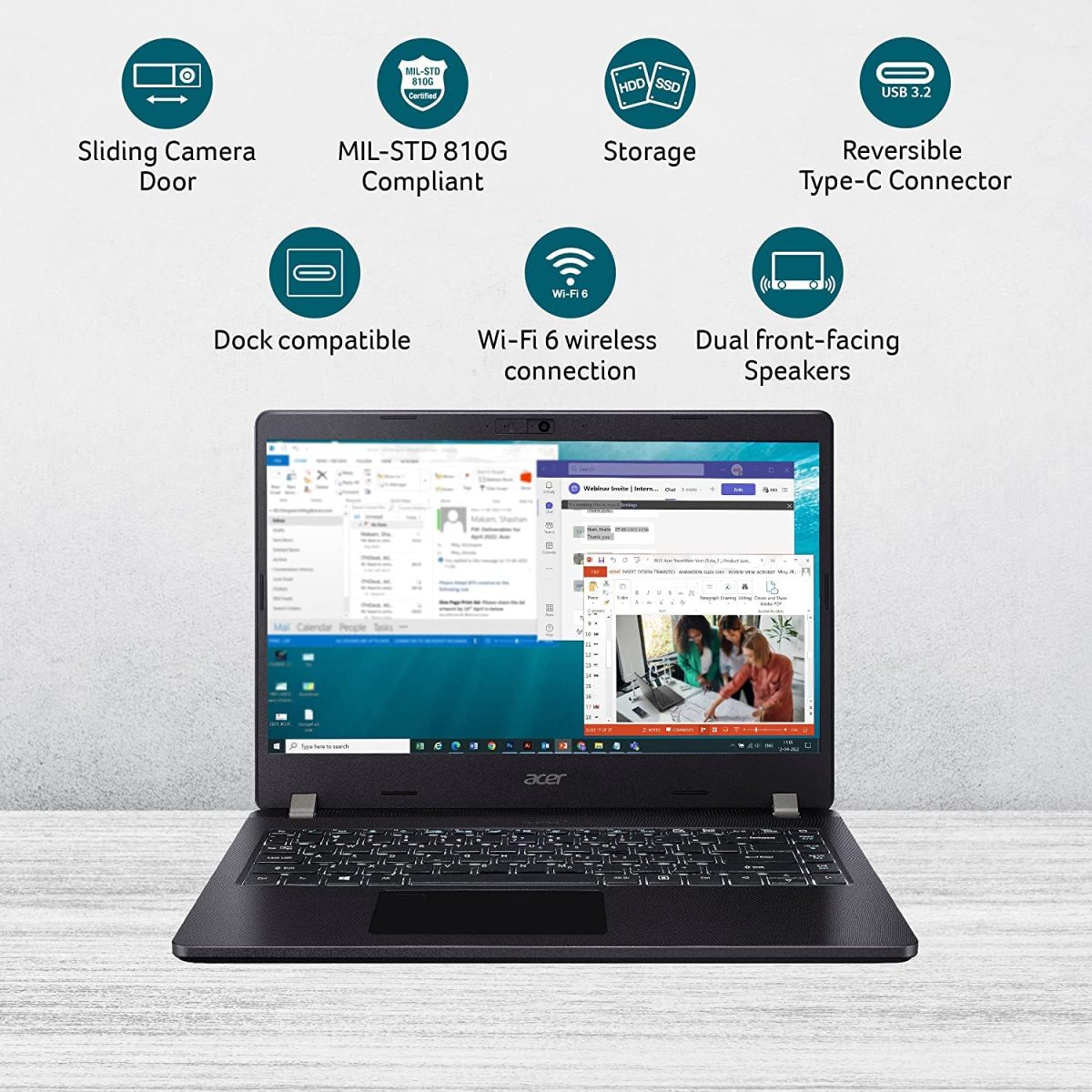 Acer Travelmate Business Laptop Intel Corei3 1115G5 Processor (8GB DDR4/ 512GB SSD/Intel Iris Xe Graphics/Windows 11 Home/MS Office) TMP214-53 with 35.56 cm (14.0") Full HD Display - Image 2