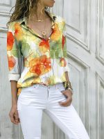 Gufrina Shirt for Women| Long Shirt for Women| Floral Print | Button-Down Western Shirt| Roll-Up Sleeves| Casual Relaxed Fit for Women - Image 6