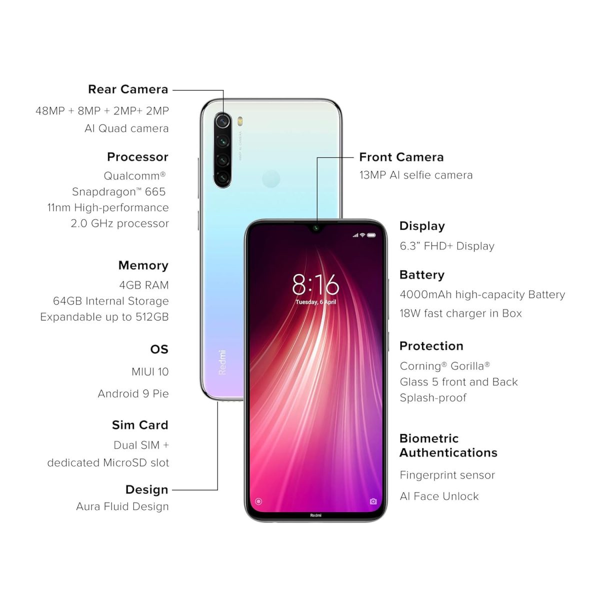 Redmi Note 8 (Moonlight White, 4GB RAM, 64GB Storage) | Snapdragon 665 Processor | 48 MP Quad Camera - Image 2