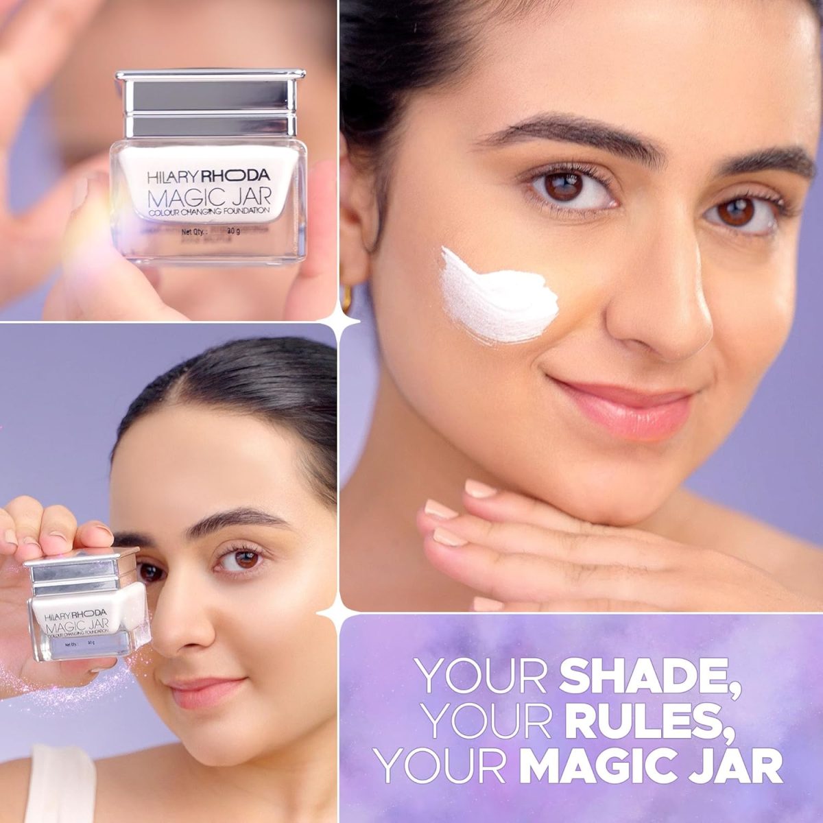 Hilary Rhoda Magic Jar Colour Changing Foundation Cream For All Skin Types | Buildable Coverage | Long Lasting & Weightless Formula | Crease-Free Foundation | Cruelty-Free | Satin Finish | 30G - Image 3