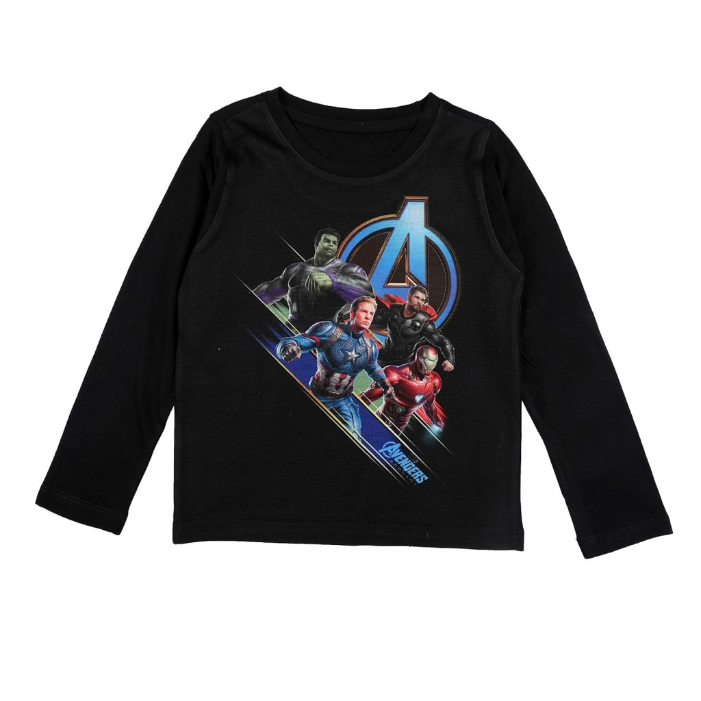Marvel Avengers by Wear Your Mind Boy's Plain Regular Fit Long Sleeve Top (DMAF0107.2_Black6 5-6Y)
