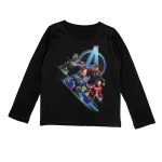 Marvel Avengers by Wear Your Mind Boy's Plain Regular Fit Long Sleeve Top (DMAF0107.2_Black6 5-6Y)