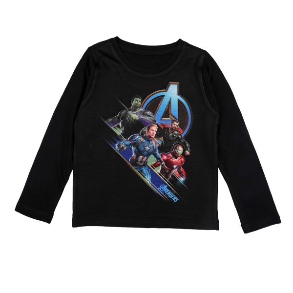 Marvel Avengers by Wear Your Mind Boy's Plain Regular Fit Long Sleeve Top (DMAF0107.2_Black6 5-6Y)