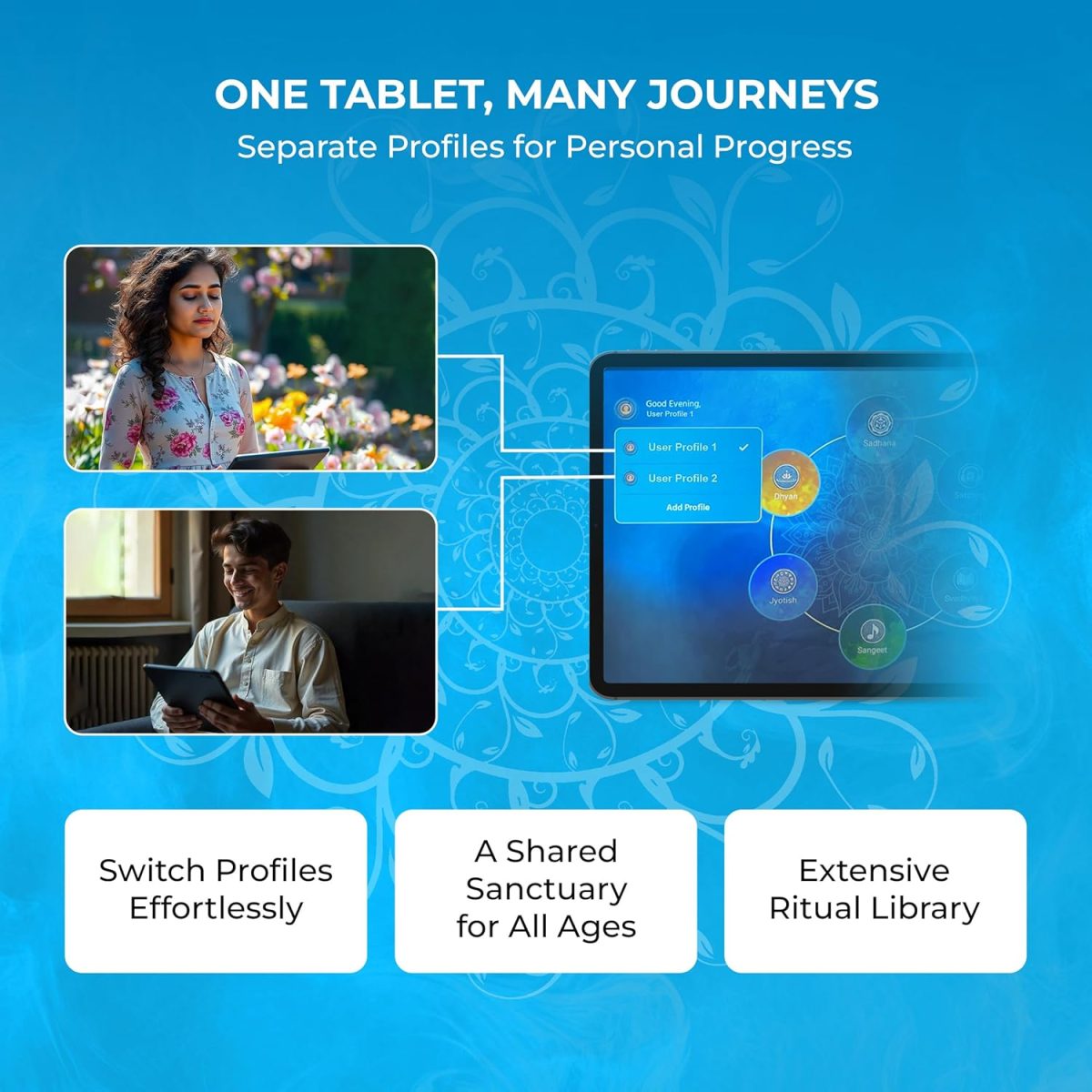 Sadhana Tablet V2 – World’s First Vedic Tablet & Digital Temple | Ad-Free Spiritual Companion | 3D Rituals, Meditations & Astrology | with Improved Battery and Performance | Designed by Om Swami - Image 6