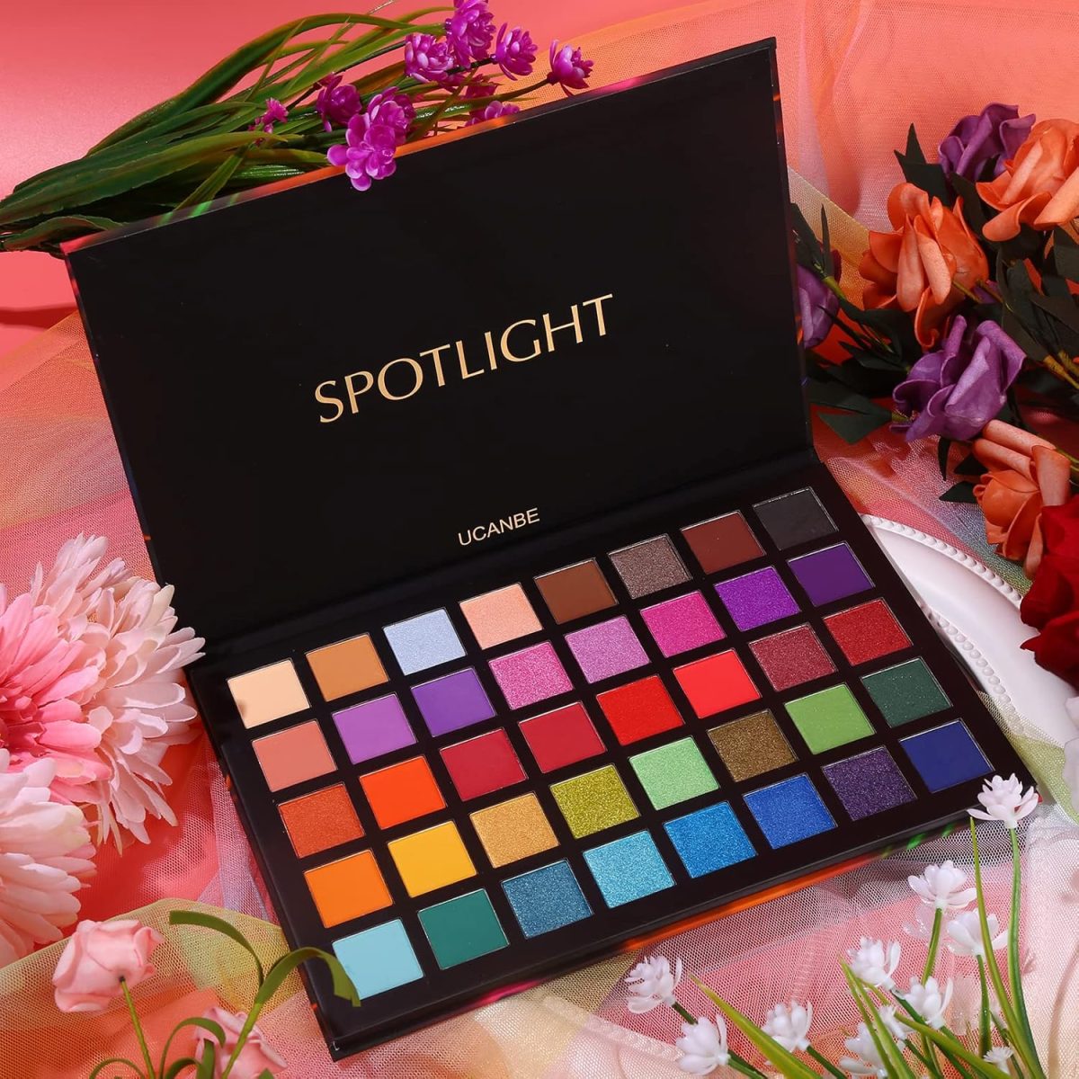 UCANBE Cosluxe Ucanbe Spotlight Eyeshadow Palette, Professional 40 Color Eye Shadow Matte Shimmer Makeup Pallet Highly Pigmented Colorful Powder Long Lasting Waterproof Eyeshadow Palette - Multicolor - Image 7