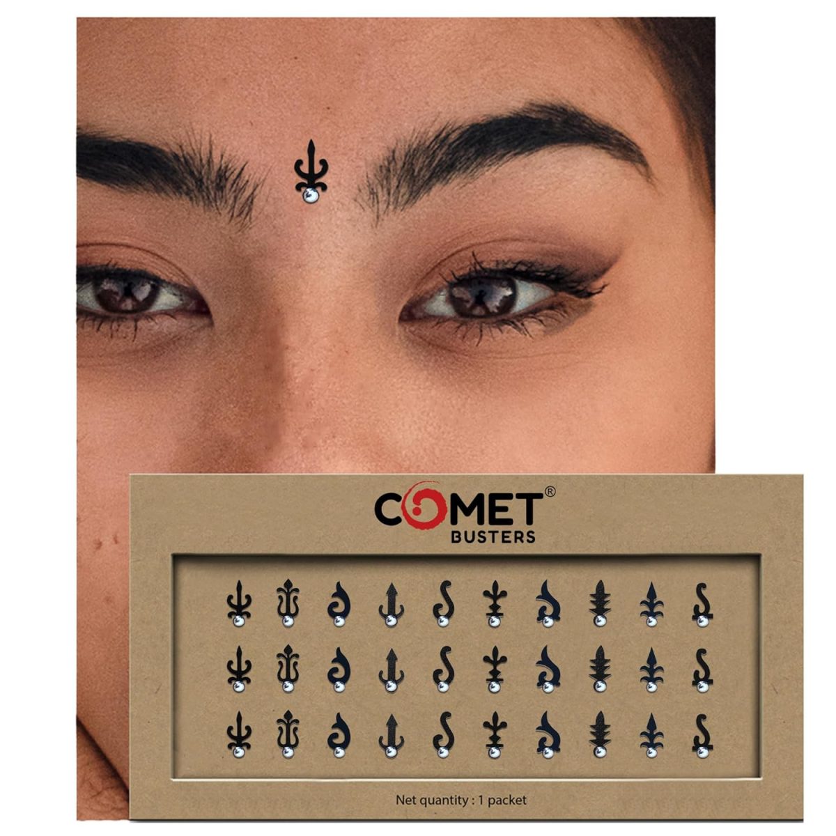 Comet Busters Different Designs Fancy Black Bindi (BIN655)(10mm) - Image 4