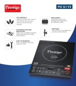 Prestige PIC 6.1 V3 PIC 2200 Watts Induction Cooktop |High Voltage Surge Protection| Automatic Whistle Counter | Feather Touch Buttons | Keep Warm Function |Dual Heat Sensor| Black - Image 5
