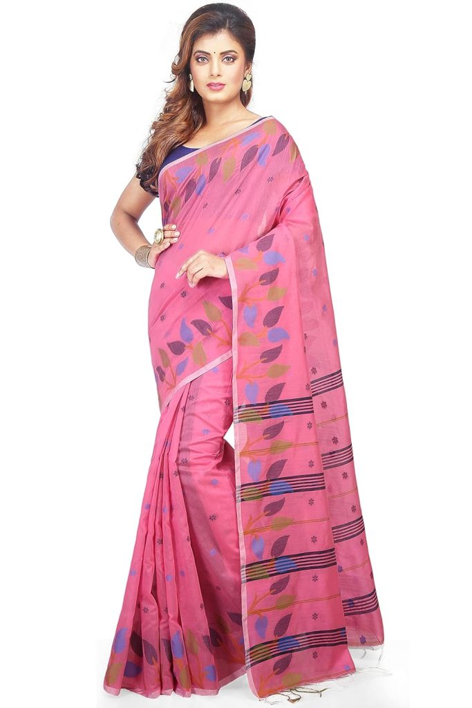 WoodenTant Women's Cotton Saree With Blouse Piece