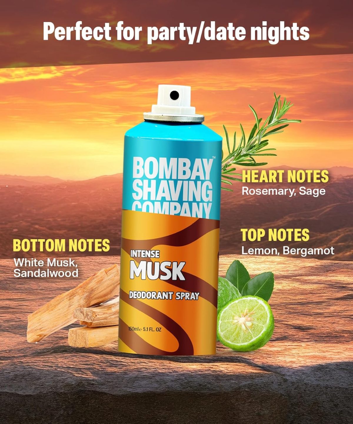 Bombay Shaving Company Deodorant Aerosol Combo - Aqua & Musk - 150Ml X 2 |Deodorant For Men Long Lasting| 300 ML (Lemon) - Image 6