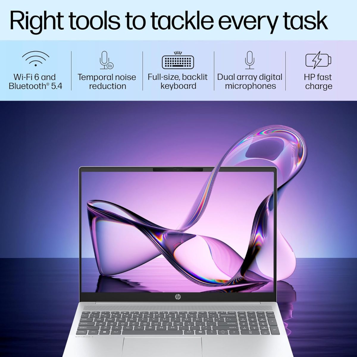 HP OmniBook 5 (Previously Pavilion) 13th Gen Intel Core i5 1334U (16GB LPDDR5X,512GB SSD) 2K,IPS, 300nits, 16''/40.6cm, Win11,M365 Basic(1yr),Office Home24, Silver,1.79kg, Camera w/Shutter, ba1008TU - Image 7
