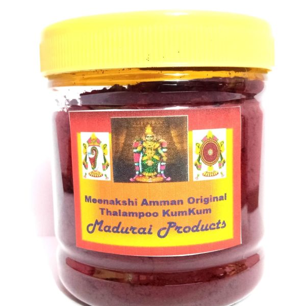Madurai Products Sree Meenakshi Devi Original Asal Nayam Thalampoo Screw Pine flower Fragrance Red BOTTLE Kumkum kungumam bindi Powder Pack Single Piece 100 GRAMS