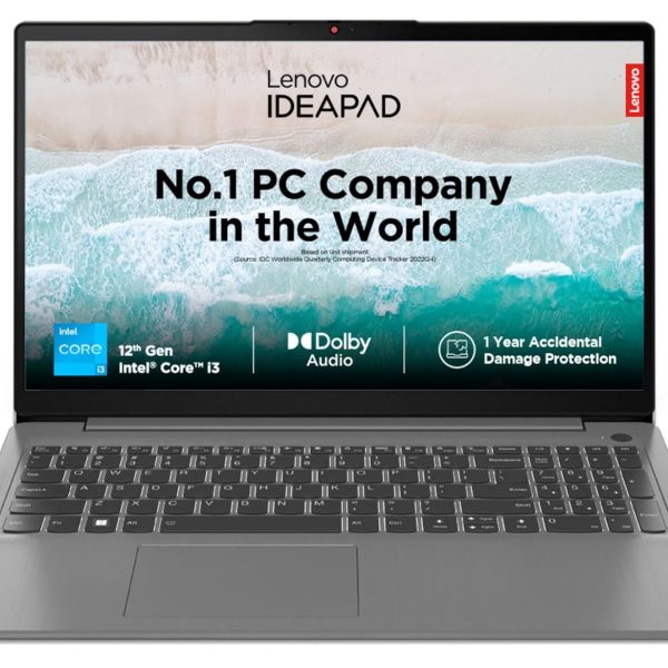 Lenovo IdeaPad Slim 3 Intel Core i3 12th Gen 15.6 inch (39.62cm) FHD Thin & Light Laptop (8GB/256GB SSD/Windows 11/Office 2021/1Yr ADP Free/Arctic Grey/1.63Kg), 82RK00XDIN