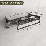 Plantex Aluminum Folding Towel Rack in Bathroom/Towel Holder in Bathroom/Towel Rod with Hooks/Bathroom Accessories (24 Inch) Black - Image 2