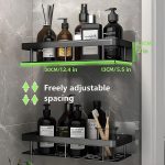 MorivaHomes Multipurpose Self-Adhesive Aluminium Bathroom Wall Mounted Storage Organizer Shelf Holder/Rack/Bathroom Accessories (Pack of 2, Black) - Image 2
