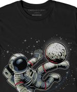 THREADCURRY Football in Space | Astronaut Fun Comic Cotton Graphic Printed Tshirt for Boys Black - Image 3