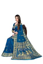RATNAVALI Women's Bengal Baluchari Banarasi Silk Saree With blouse piece - Image 4
