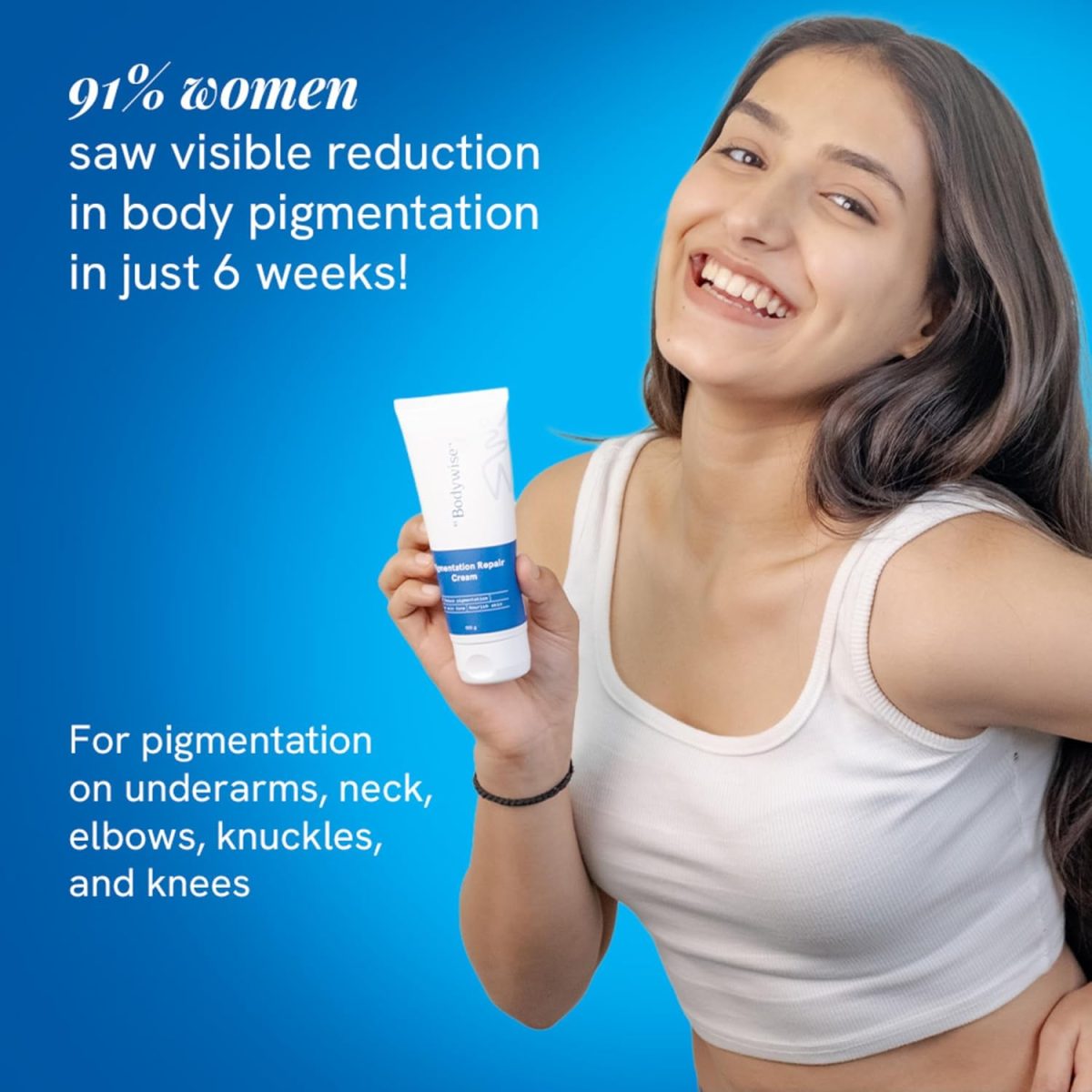 Be Bodywise Pigmentation Cream 100gm | 2.5% Lactic Acid, 2% Urea, Retinol & Kojic Acid | Reduces Tan, Pigmentation & Evens Skin Tone | Treats Dark Patches & Rough Skin on Elbows, Knees, Back of Neck & Thighs | For Daily Use - Image 6
