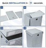 Homestrap Printed Foldable Laundry Basket/Bag Hamper with Lid and Handle| Cloth Storage Organiser For Bedroom, Bathroom, Kitchen Etc Capacity- (75LTR) (Grey)(Featured on Shark Tank) - Image 8