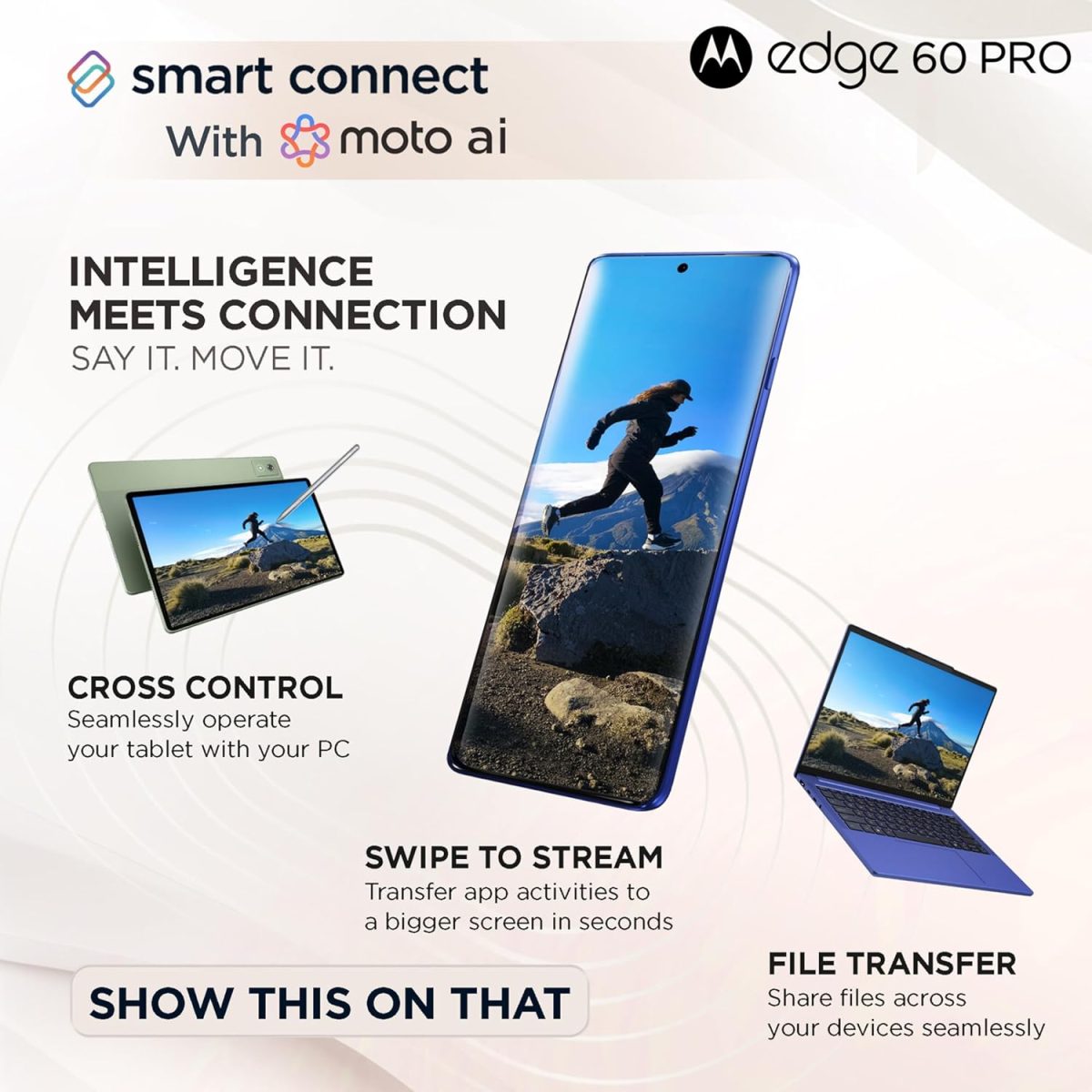 Motorola Edge 60 Pro 5G (Pantone Dazzling Blue, 8GB RAM, 256GB Storage) | 6.7" Display | 50MP+50MP+10MP | 50MP Front | Dimensity 8350 | 6000mAh | 90W & 15W Wireless Charging | IP68/IP69 Rated - Image 11