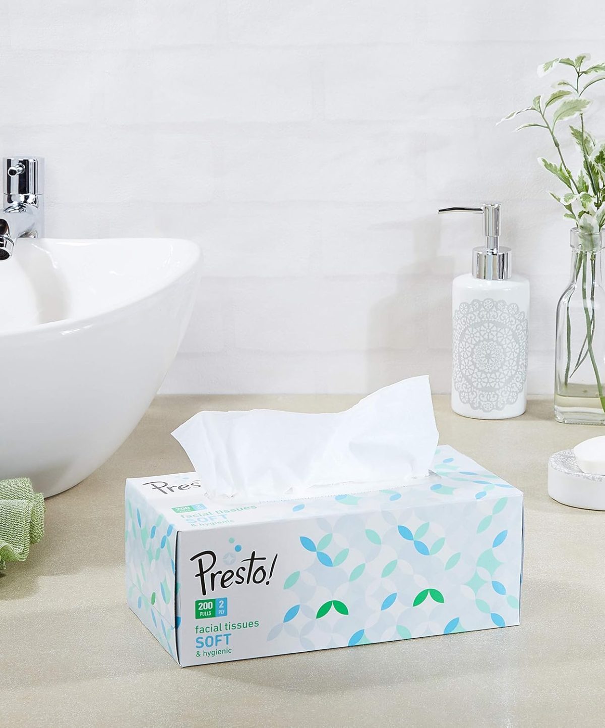 Amazon Brand - Presto! 2 Ply Facial Tissue Box | 1200 Pulls | 200 Pulls X 6 Cartons | Soft And Highly Absorbent | 100% Natural Virgin Cellulose Fiber - Image 3
