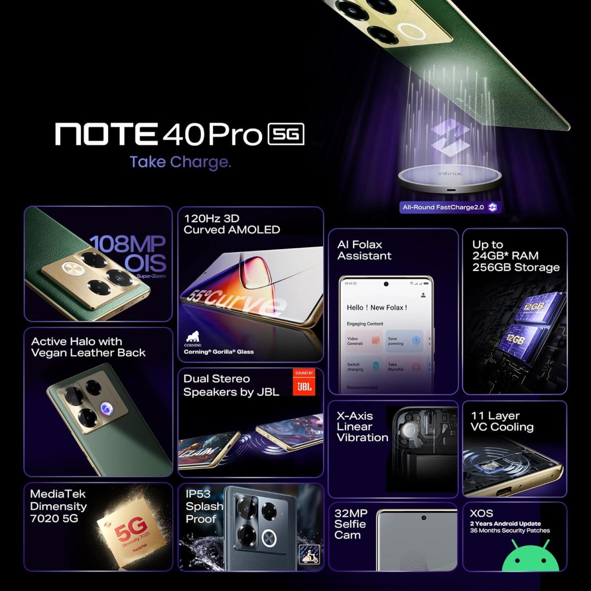 Infinix Note 40 Pro 5G (Obsidian Black, 256GB) (8GB RAM) - Image 5