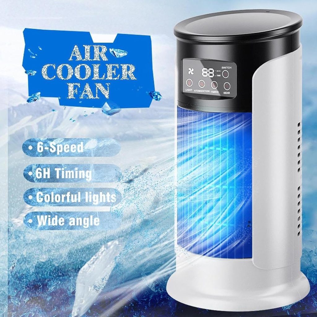 CLUB BOLLYWOOD® Portable Air Conditioner Fan for Bedroom, Home & Garden | 6 Speed, Wide Angle Air Supply, Humidifying Spray, Low Noise, Red, Personal