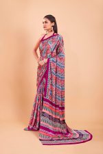 Garden Vareli Satin Crepe Saree With Unstitched Blouse Piece - Image 2