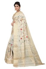SERONA FABRICS Women's Assam Cotton Silk With Golden Border Thread Embroidered Banarasi Saree With Blouse Piece - Image 2