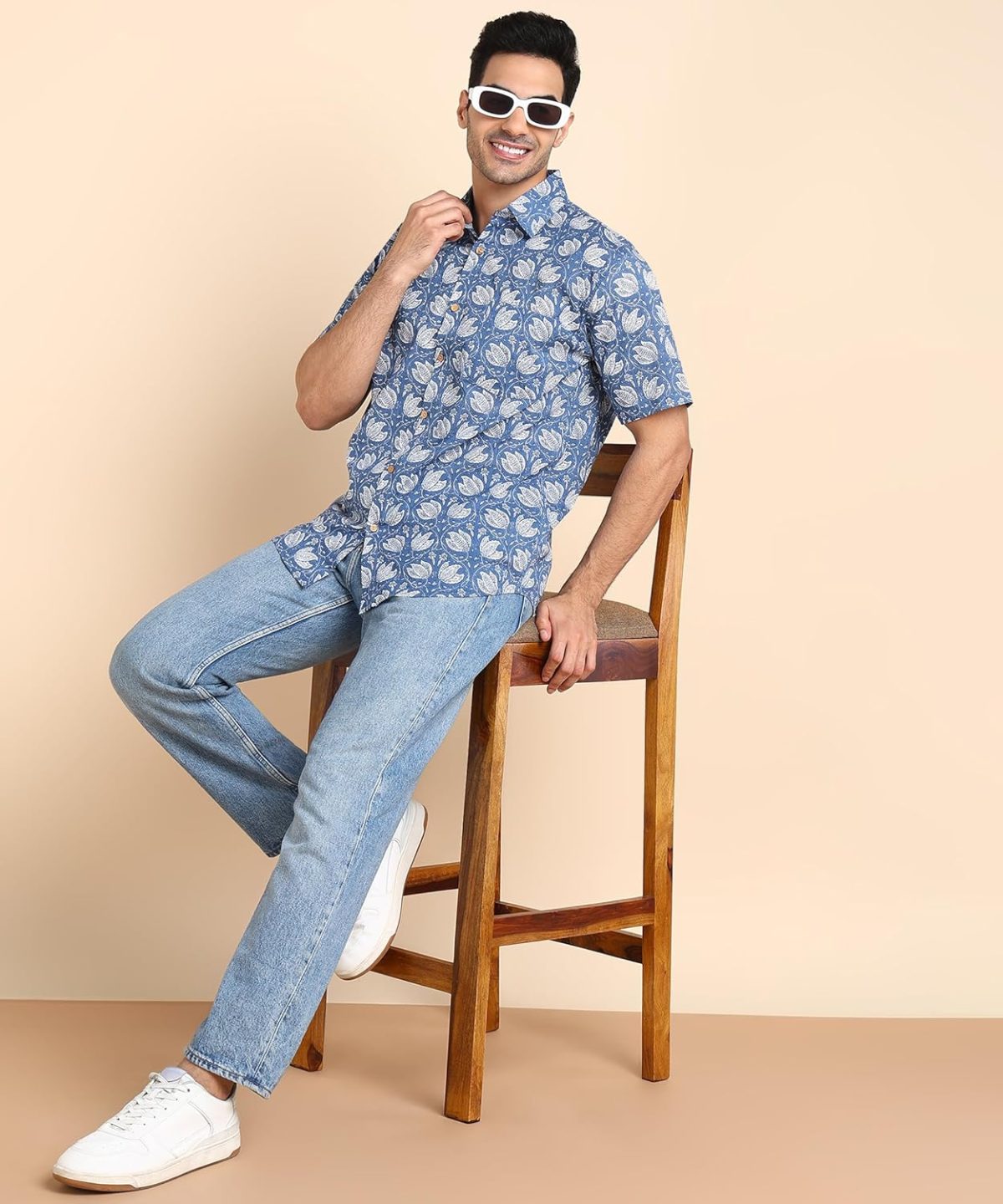 BLOCKS OF INDIA Cotton Hand Block Print Half Sleeves Summer Shirt for Men - Image 4