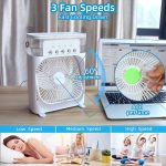 ConvertKitchen Portable Air Conditioner Fan, 500 ml Water Tank USB Personal Cooler, Mini Humidifier Fan with 7 Colors LED Light, 3 Timer, 3 Wind Speeds, 3 Spray Modes for Office, Home - Image 7
