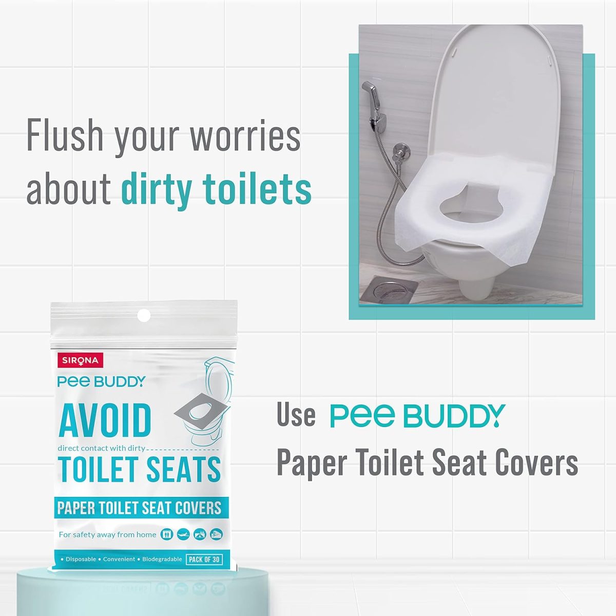 PEE BUDDY Disposable Toilet Seat Covers - 30 Sheets | No Direct Contact with Unhygienic Seats| Easy To Dispose| Nature Friendly| Must Have For Women and Men - Image 2