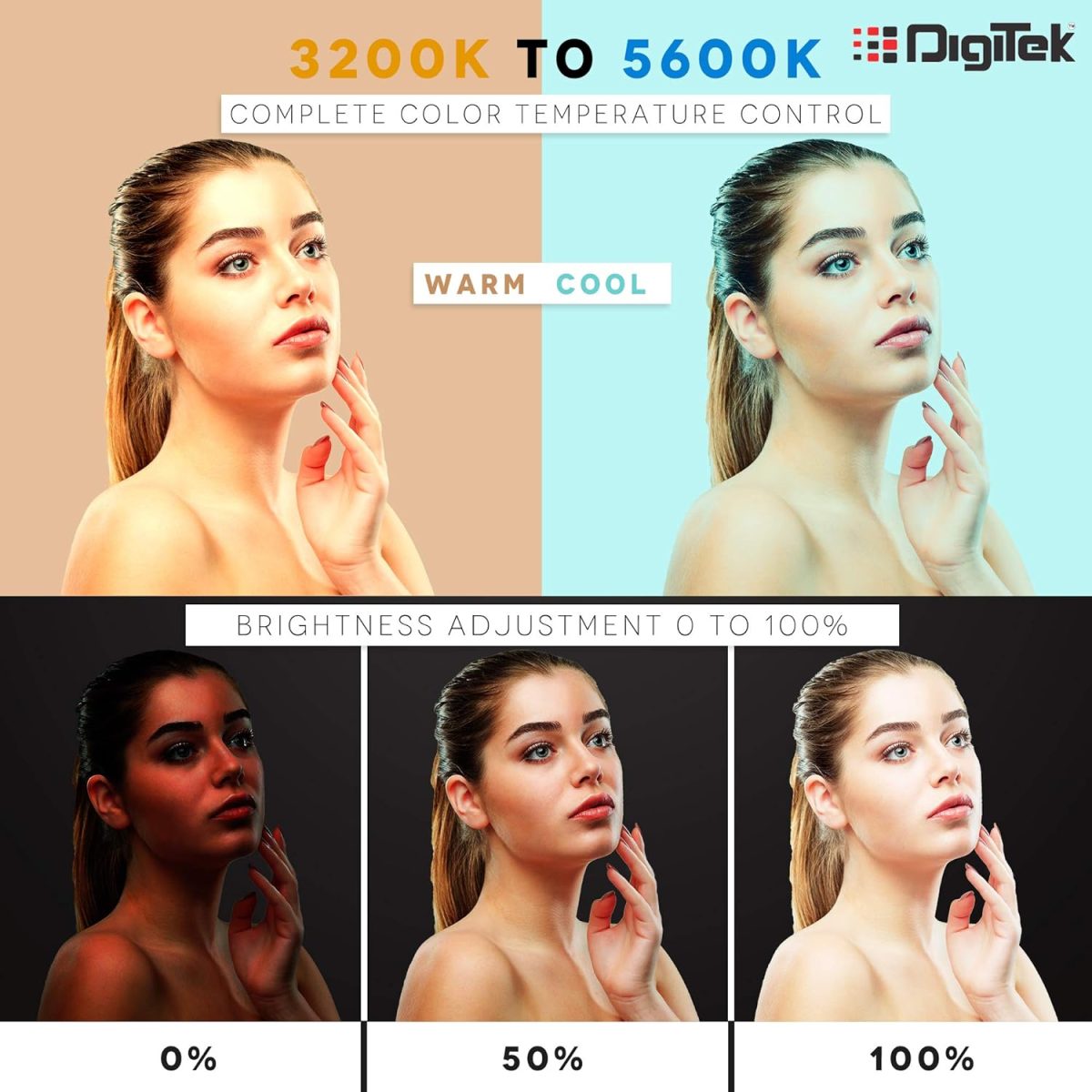 DIGITEK® (DRL-18H C) 18 Inch LED Ring Light with 158cm Stand - AC/DC Power, Color Temperature Control, Lighting Intensity Control - Photography, Video, Makeup, and Live Streaming - USB Powered - Image 2