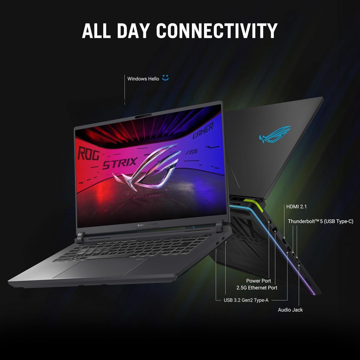 ASUS ROG Strix G16,Intel Core Ultra 9 275HX Gaming Laptop(RTX 5070-12GB/140W TGP/32GB/1TB/2.5K QHD+/16"/240Hz/Windows 11/M365 Basic (1Year)*/Office Home 2024/Eclipse Gray/2.65 Kg) G615LR-S5190WS - Image 11
