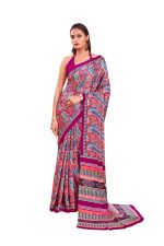 Garden Vareli Satin Crepe Saree With Unstitched Blouse Piece