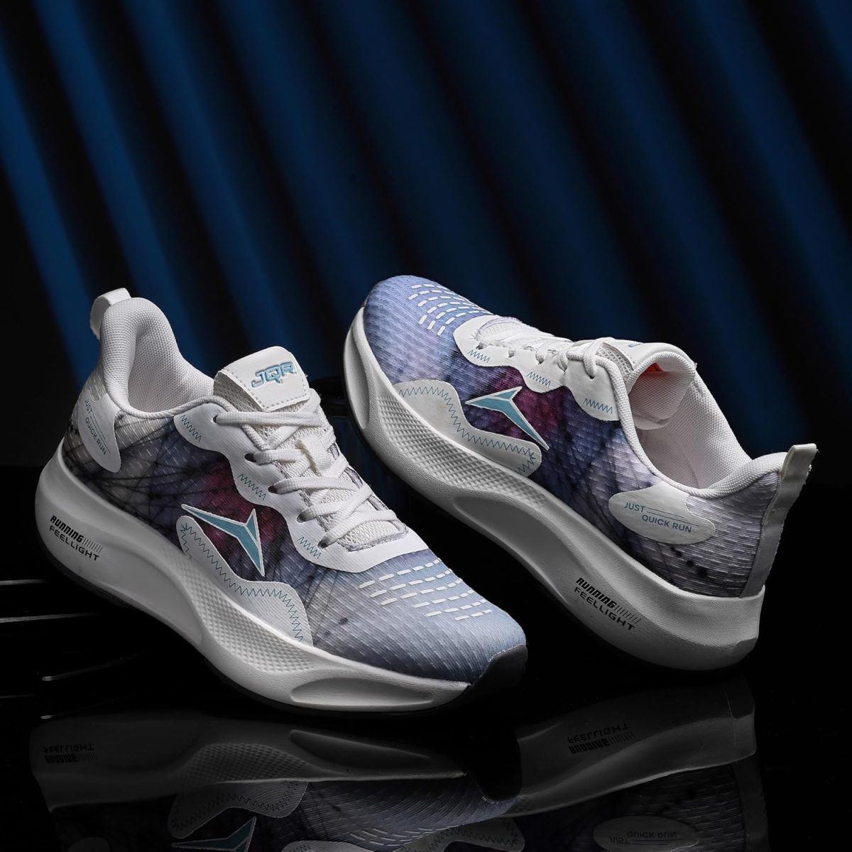 JQR Bella-N White Sports Shoe for Men | Breathable Mesh | Shock Absorption | Non-Slip | Lightweight & Comfortable | Stylish & Durable for Gym, Walking, Jogging & Casual Use for Everyday Wear - Image 2