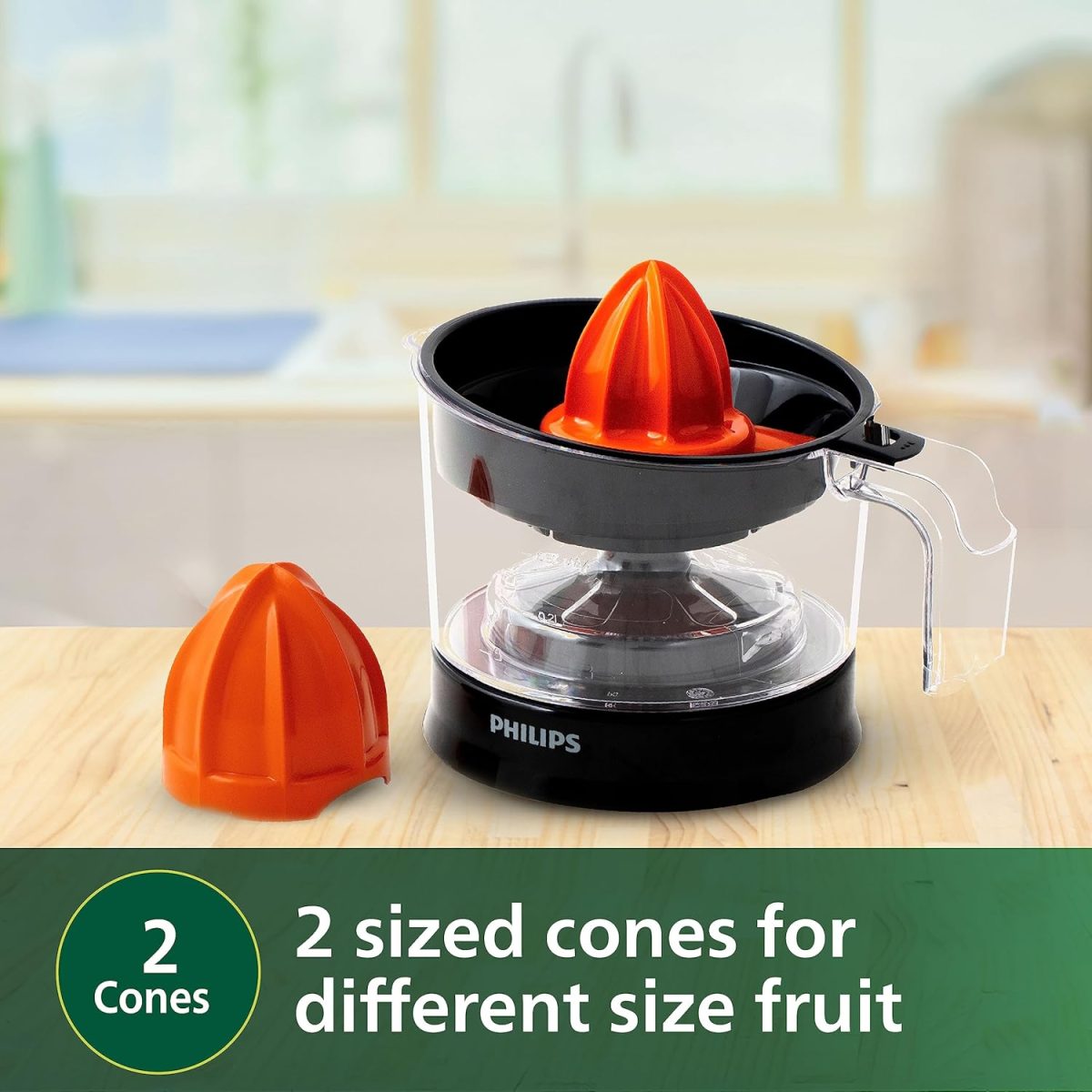 Philips Citrus Press Juicer HR2777/00, 0.5 Litre, 2 Sized Cones for different size fruit - Image 6