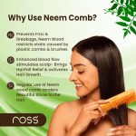 Ross Neem Wood Comb – Oil-Treated with Kacchi Neem, Bhringraj & 15+ Herbs for Hair Growth, Anti-Hair Fall, Dandruff & Frizz Control – Herbal Wooden Comb for Men & Women (Dual Tooth) - Image 4