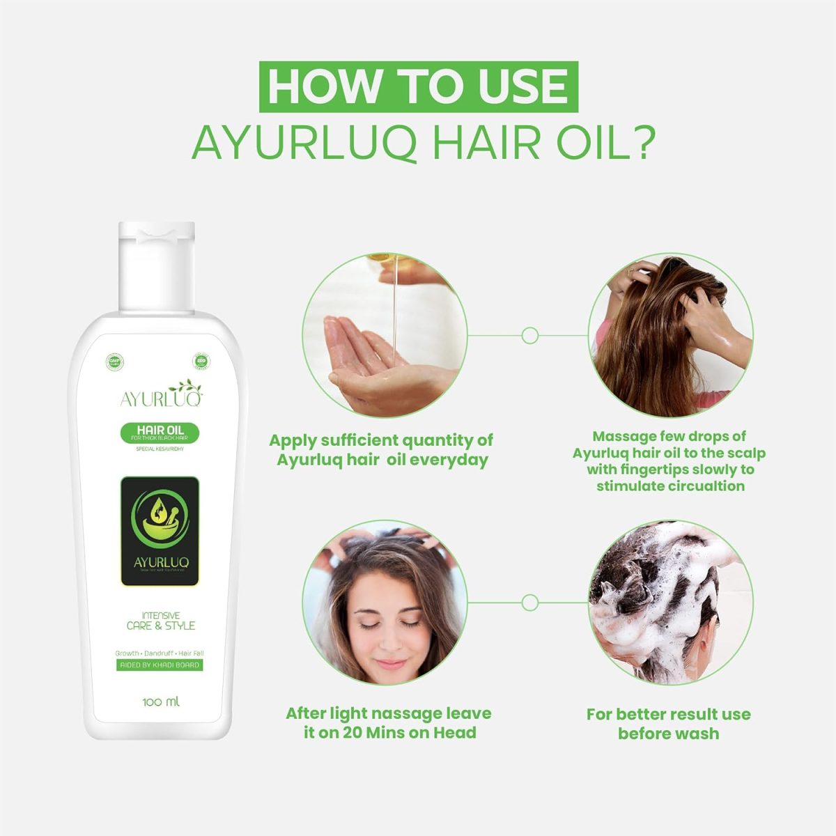 Ayurluq Hair Oil for Care - Control Hair Fall - Pure Herbal Oil - Solution for Dandruff - Promote Growth - 100Ml, Clear - Image 3