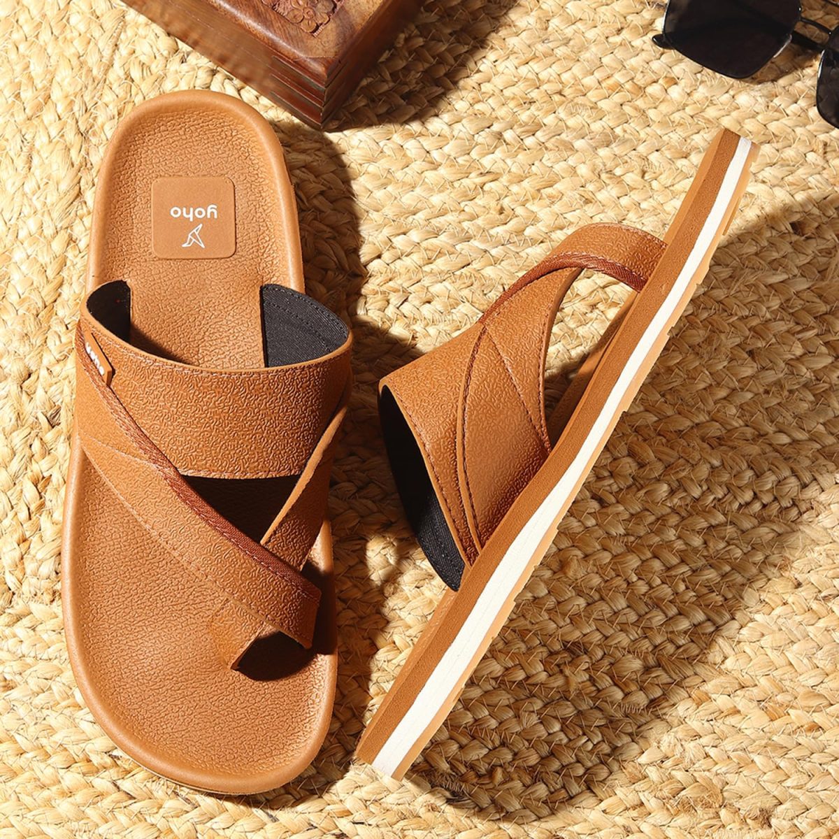 YOHO Snugly Ethnic Orthopedic Slippers for Men | Diabetic Blood Circulation | Toe Ring Slip-On | Stylish Lightweight Flip Flops with Footpharma Footbed | Anti-Skid Chappals for Everyday - Image 4