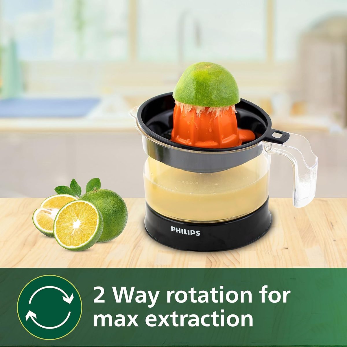 Philips Citrus Press Juicer HR2777/00, 0.5 Litre, 2 Sized Cones for different size fruit - Image 5