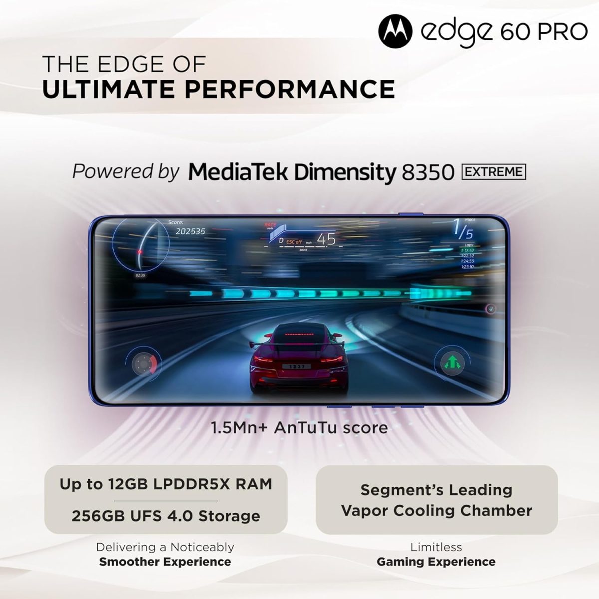 Motorola Edge 60 Pro 5G (Pantone Dazzling Blue, 8GB RAM, 256GB Storage) | 6.7" Display | 50MP+50MP+10MP | 50MP Front | Dimensity 8350 | 6000mAh | 90W & 15W Wireless Charging | IP68/IP69 Rated - Image 7