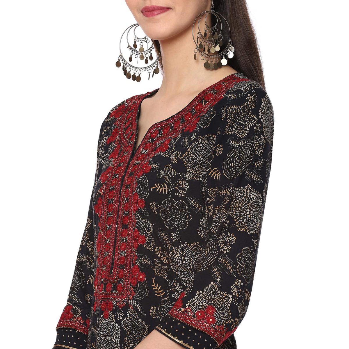 BIBA Women Rayon Straight Printed Kurta - Image 5