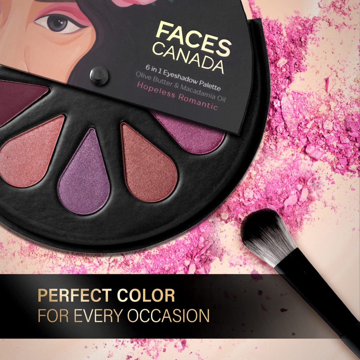 FACESCANADA 6 in 1 Eyeshadow Palette - Hopeless Romantic 01, 6g | Olive Butter & Macadamia Oil | Vibrant Colors | Highly Pigmented | Easily Blendable | Silky Satin Texture | No Crease | Cruelty-Free - Image 6