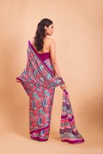 Garden Vareli Satin Crepe Saree With Unstitched Blouse Piece - Image 3