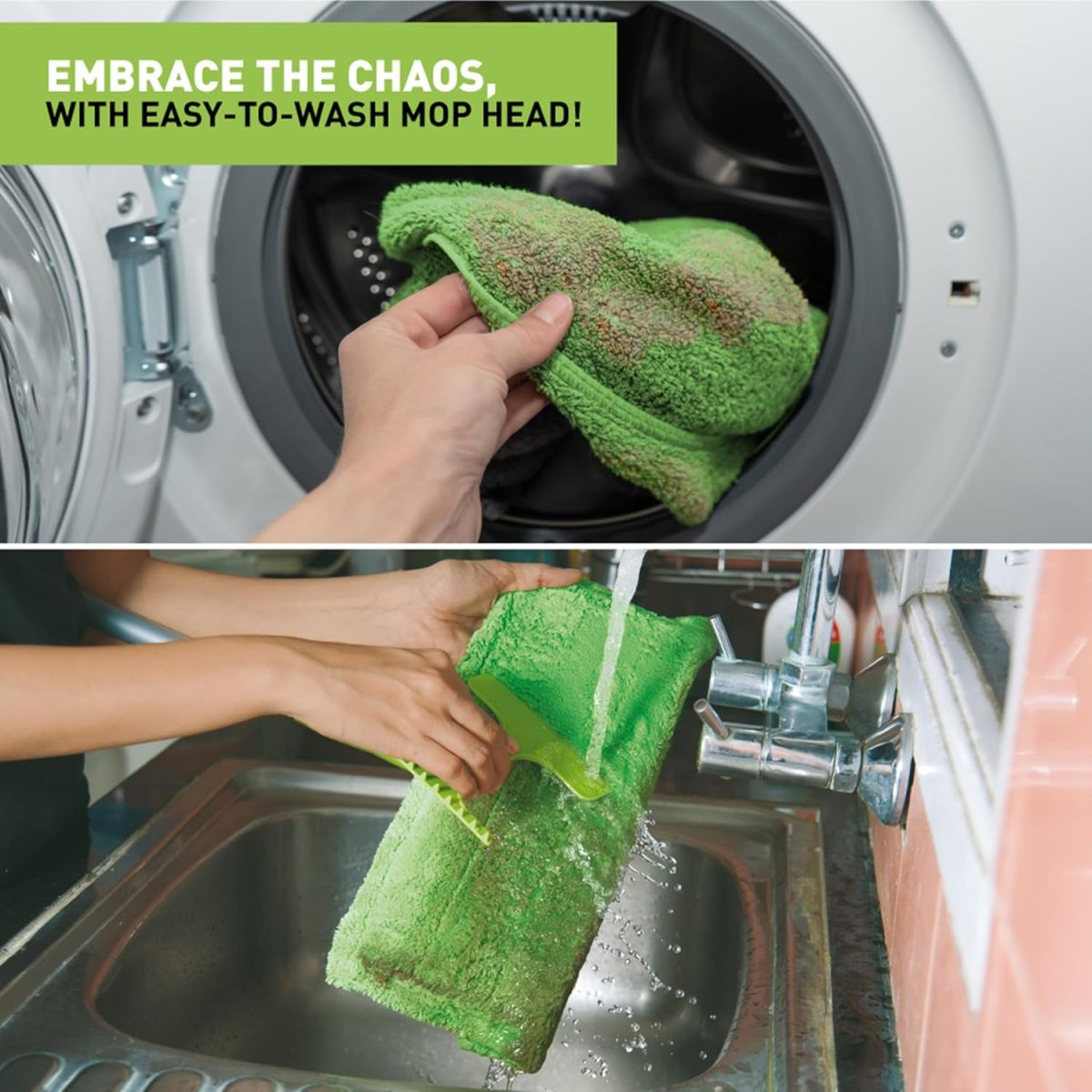 Scotch-Brite Multi-purpose Microfiber Flat Mop with 1 extra refill for Dry & Wet Cleaning, 360 degree Rotating head and Telescopic handle, suitable for Floor, Glass, Ceiling and Walls (Green) - Image 8