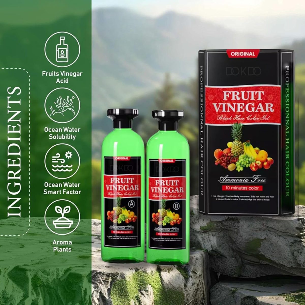 Fruit Vinegar Gel Hair Color For Men & Women, Hair Color Dye for Black Hair (Black, 200ml) - Image 6