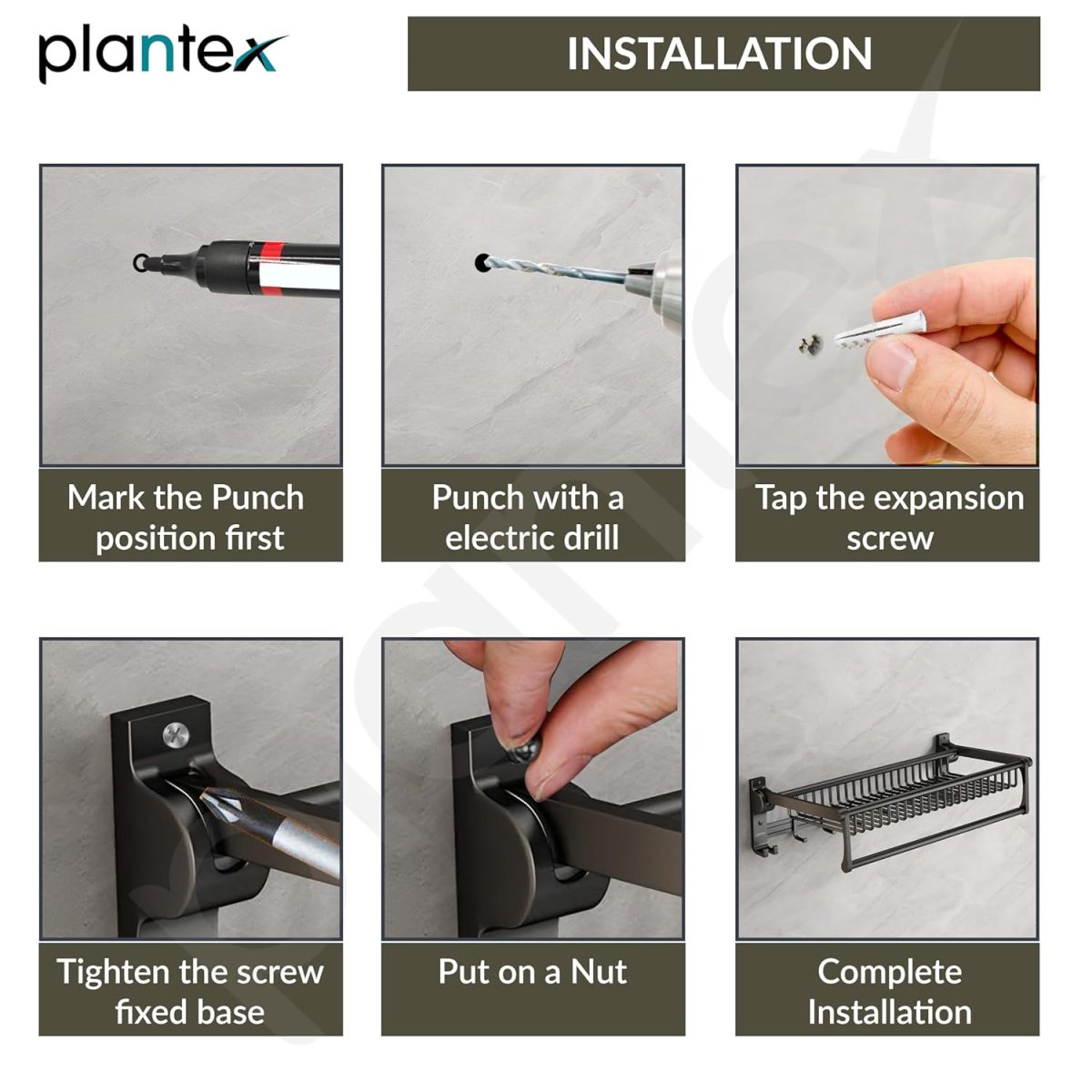 Plantex Aluminum Folding Towel Rack in Bathroom/Towel Holder in Bathroom/Towel Rod with Hooks/Bathroom Accessories (24 Inch) Black - Image 8